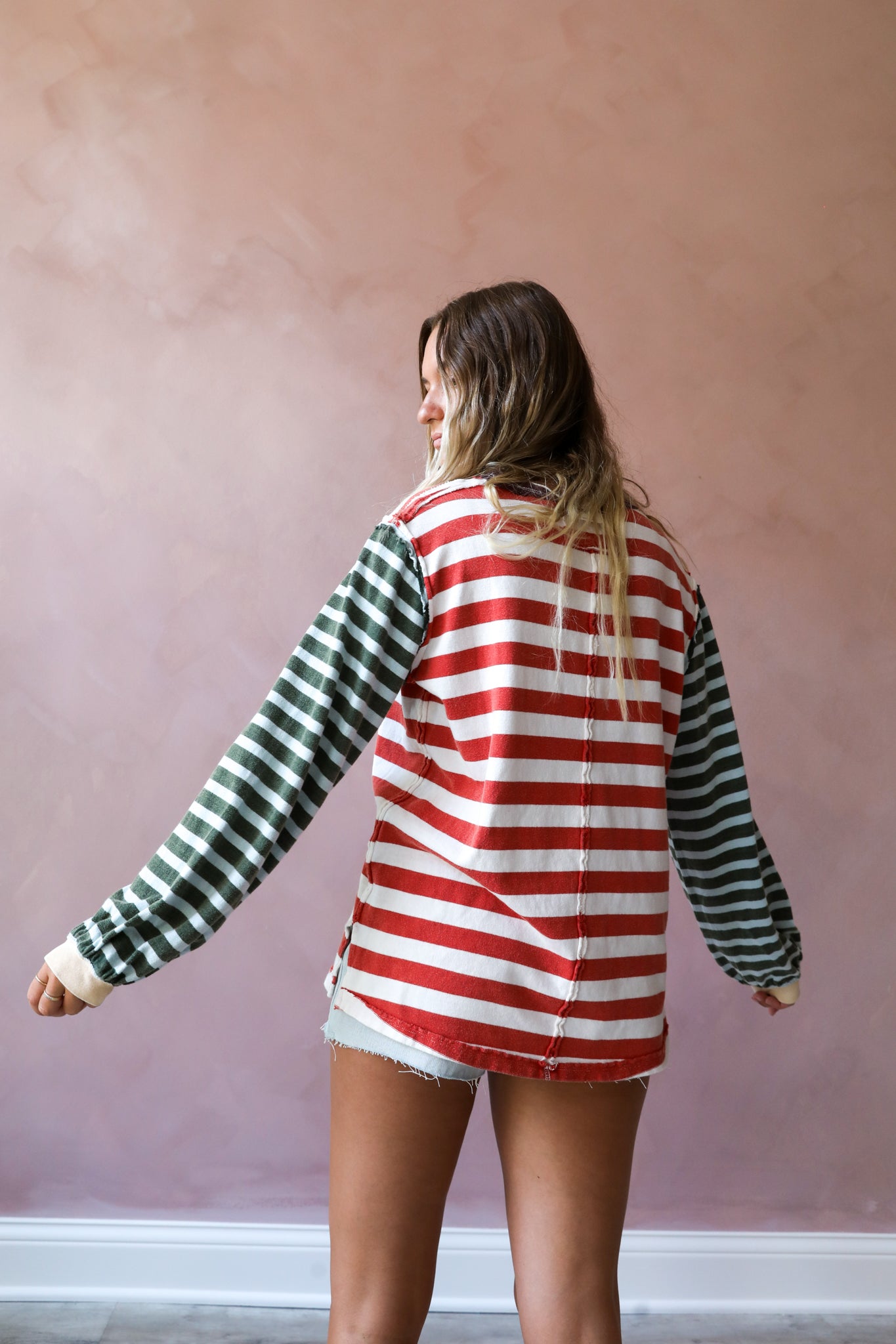 Free People Sawyer Stripe Tee / Kelp