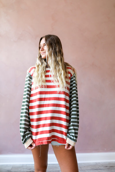 Free People Sawyer Stripe Tee / Kelp