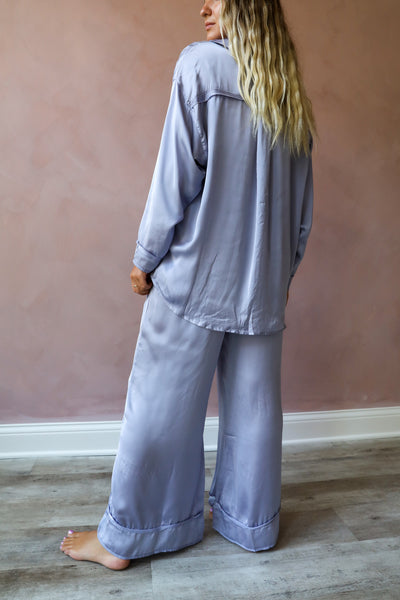 Free People Dreamy Days Solid PJ Set / Icelandic Blue