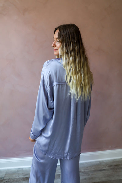 Free People Dreamy Days Solid PJ Set / Icelandic Blue