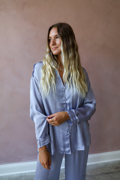 Free People Dreamy Days Solid PJ Set / Icelandic Blue