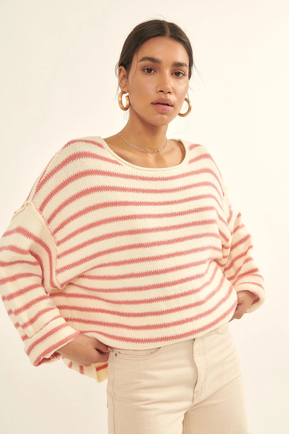 Coastal Breeze Knit Sweater / Rose