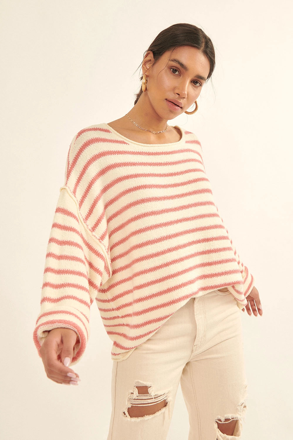 Coastal Breeze Knit Sweater / Rose