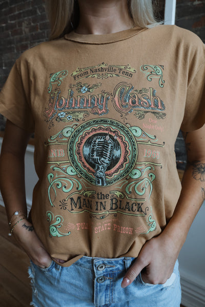 Johnny Cash Microphone Label Reverse GF Tee
