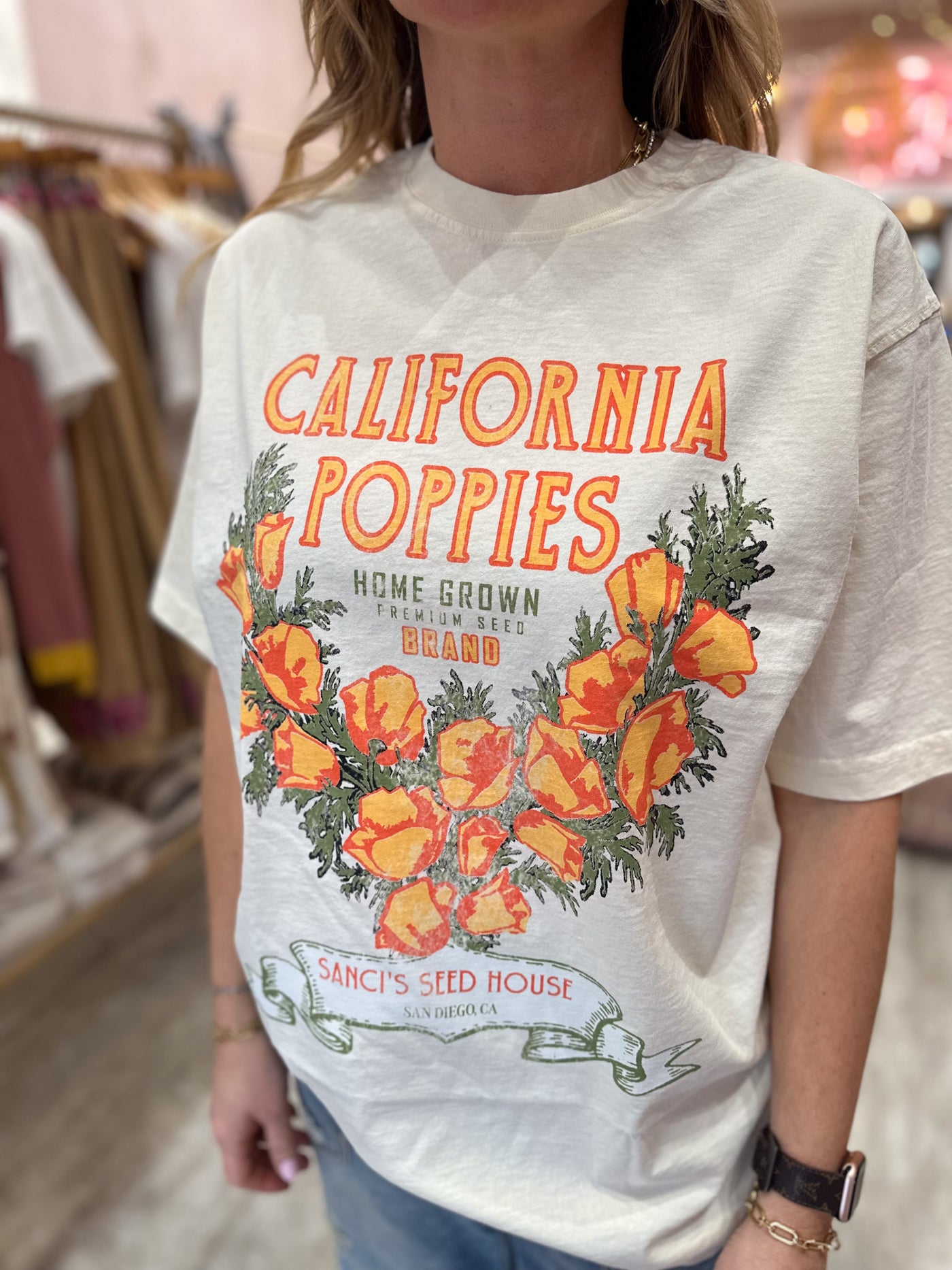 Free People Harvest Vintage Wash Tee / California Poppies