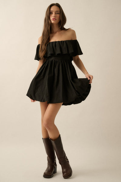 Midnight Sway Linen Bubble Dress