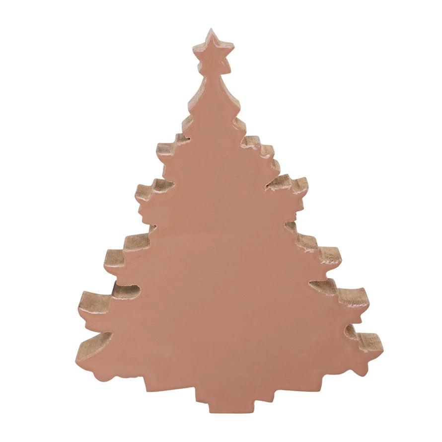 Enameled Mango Wood Christmas Tree, Blush Color