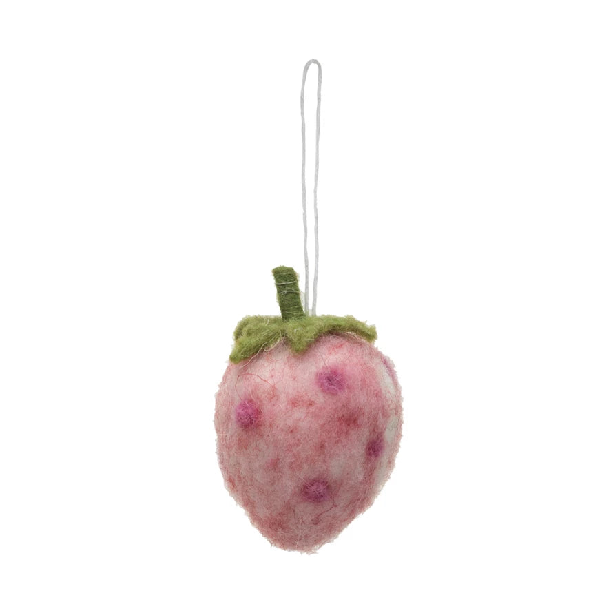 Wool Felt Strawberry Ornament