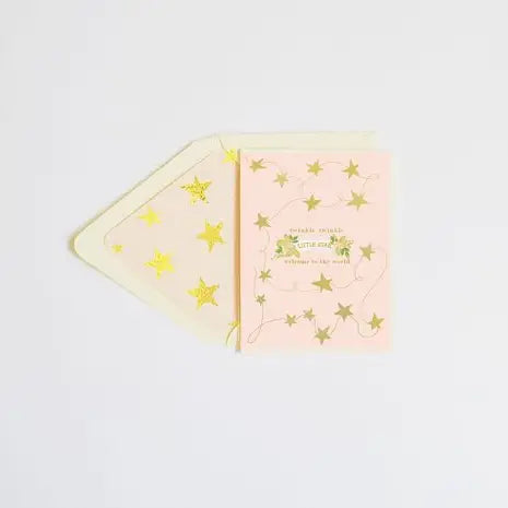 Twinkle Twinkle, Little Star Blush W Gold Foil Stars Card